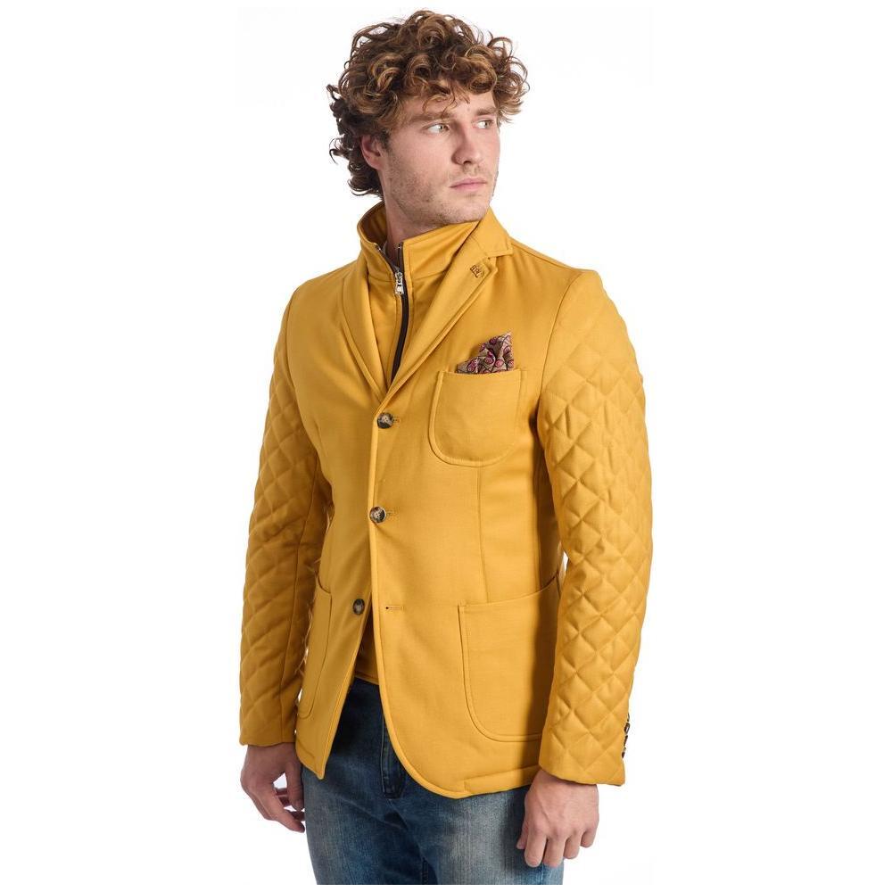 Roberto Pepe Luxury Yellow Wool Men Jacket