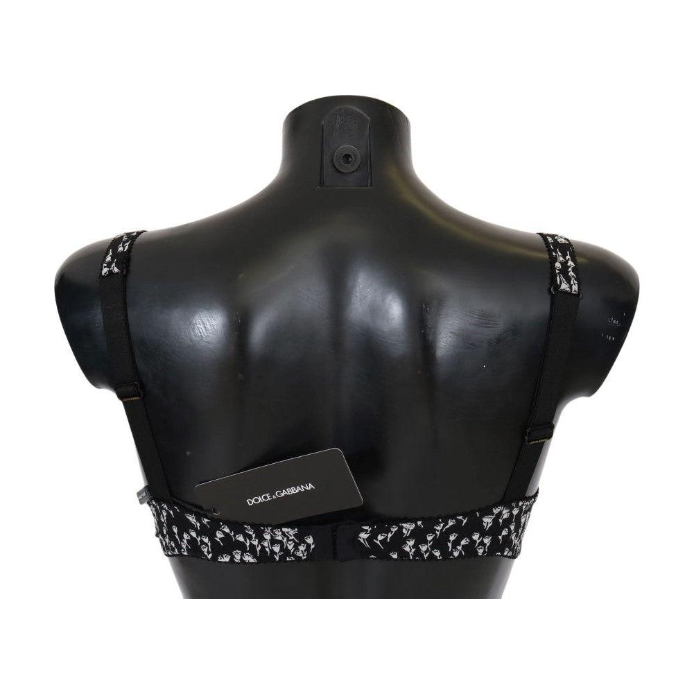 Dolce & Gabbana Black Silk White Lace Stretch Underwear Bra BIK075-2