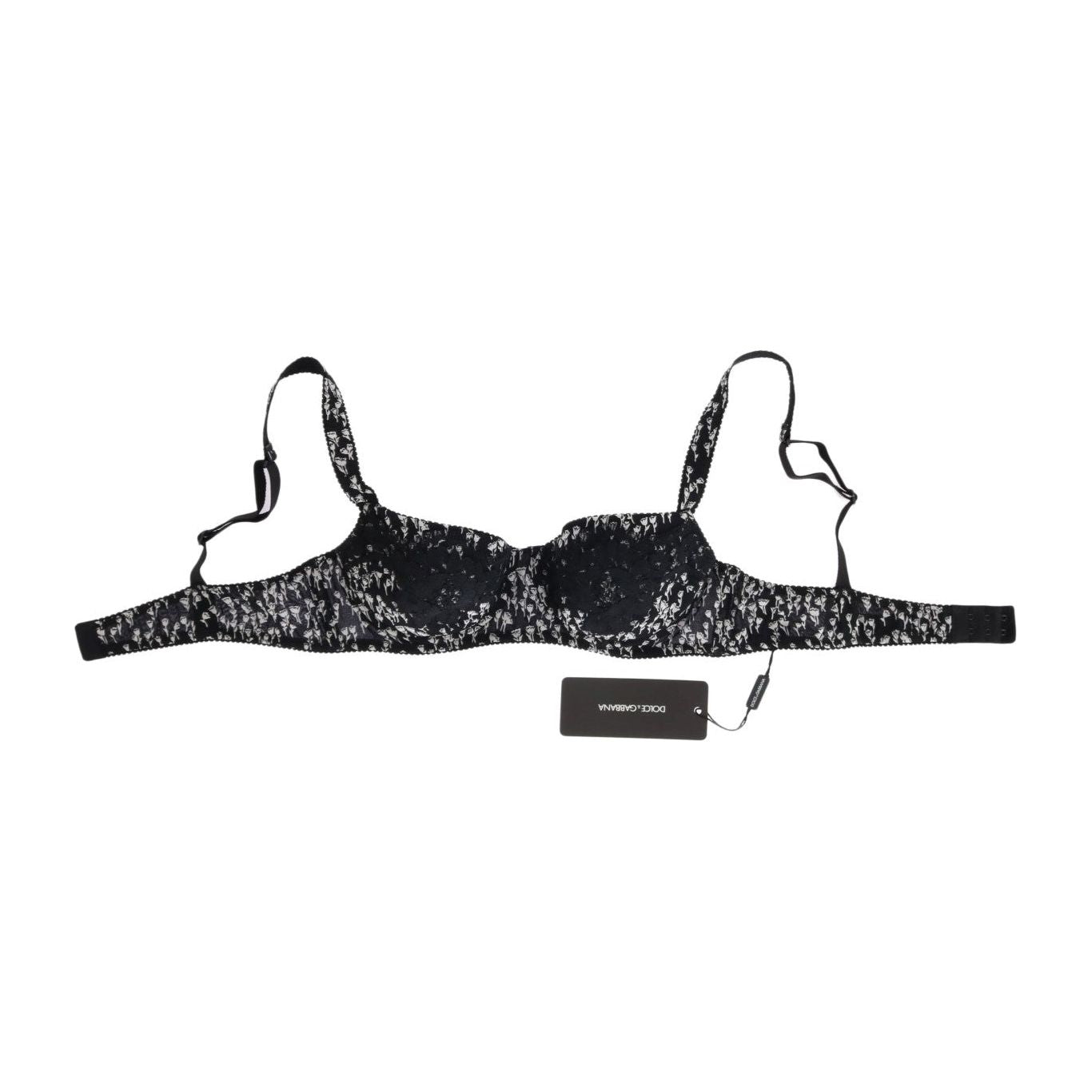 Dolce & Gabbana Black Silk White Lace Stretch Underwear Bra BIK075-2