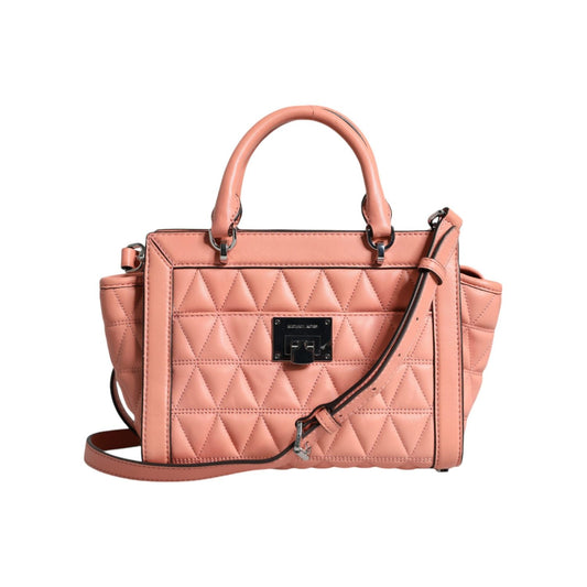 Michael Kors Peach Quilted Leather Logo Crossbody VIVIANNE Messenger Bag MK5006