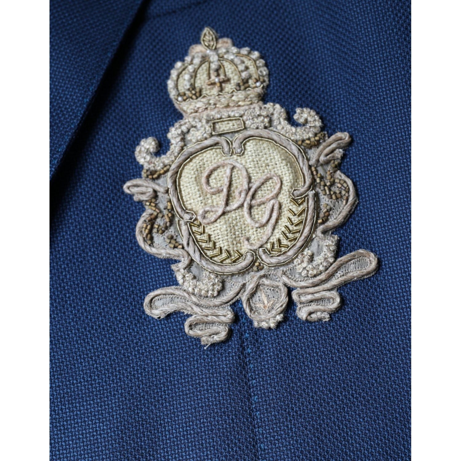Dolce & Gabbana Blue Wool Logo Single Breasted Coat Blazer