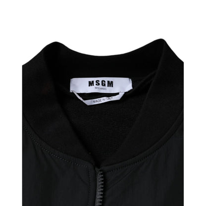 MSGM Black Cotton Full Zip Bomber Long Sleeves Jacket