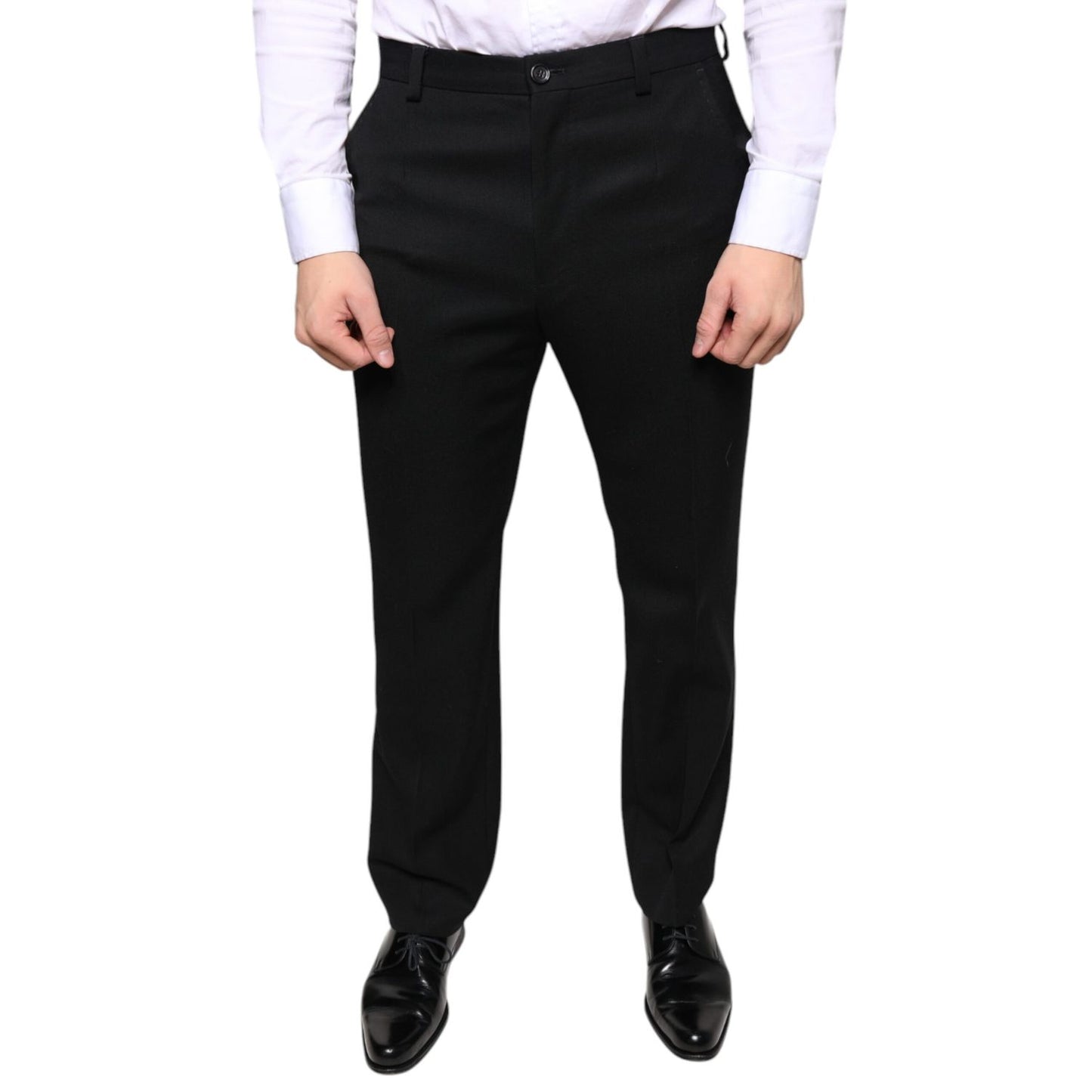 Dolce & Gabbana Black Wool Skinny Men Dress Pants