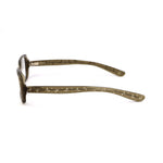 Side view of Bottega Veneta Green Acetate Frames showcasing temple design and green color.