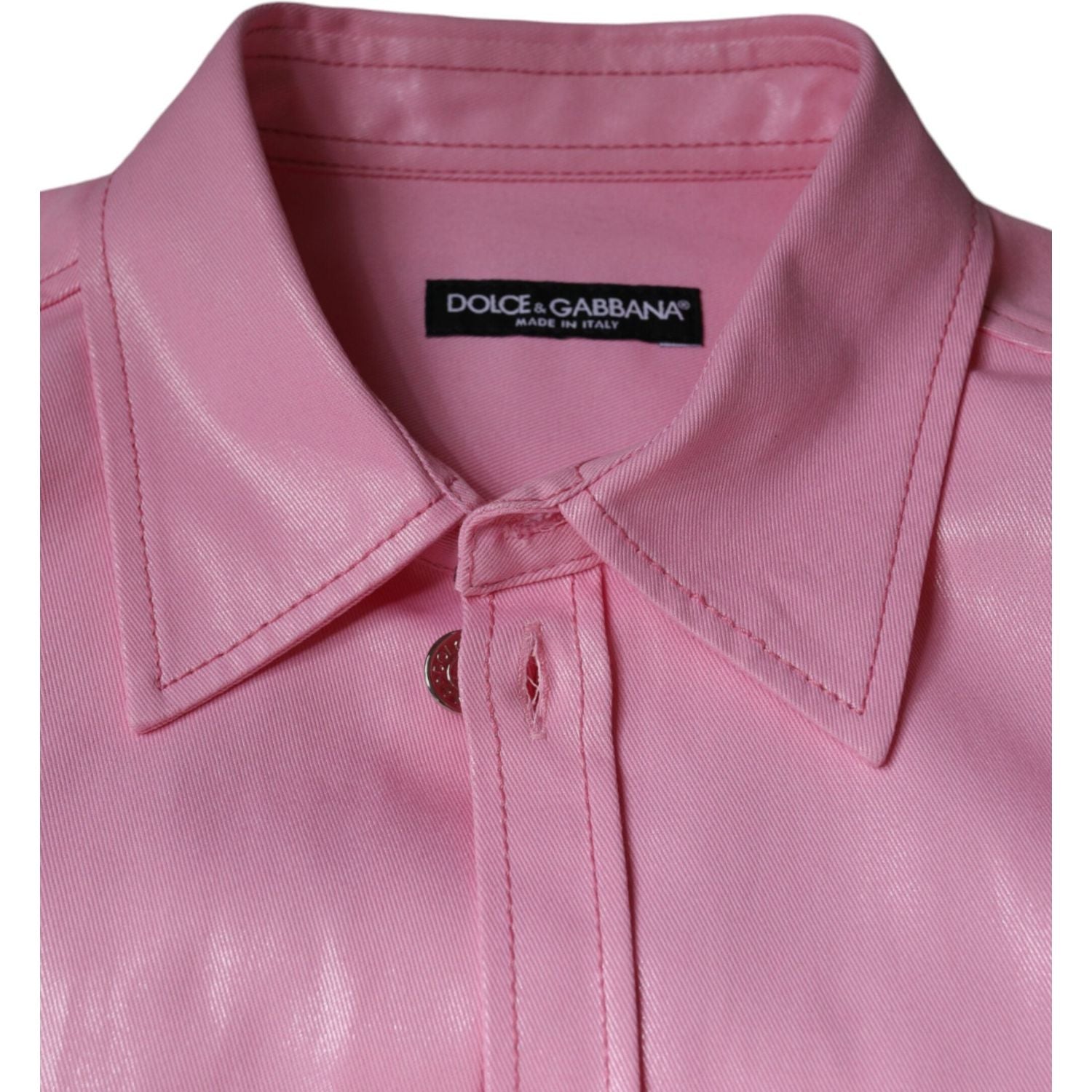 Dolce & Gabbana Pink Cotton Collared Button Down Shirt