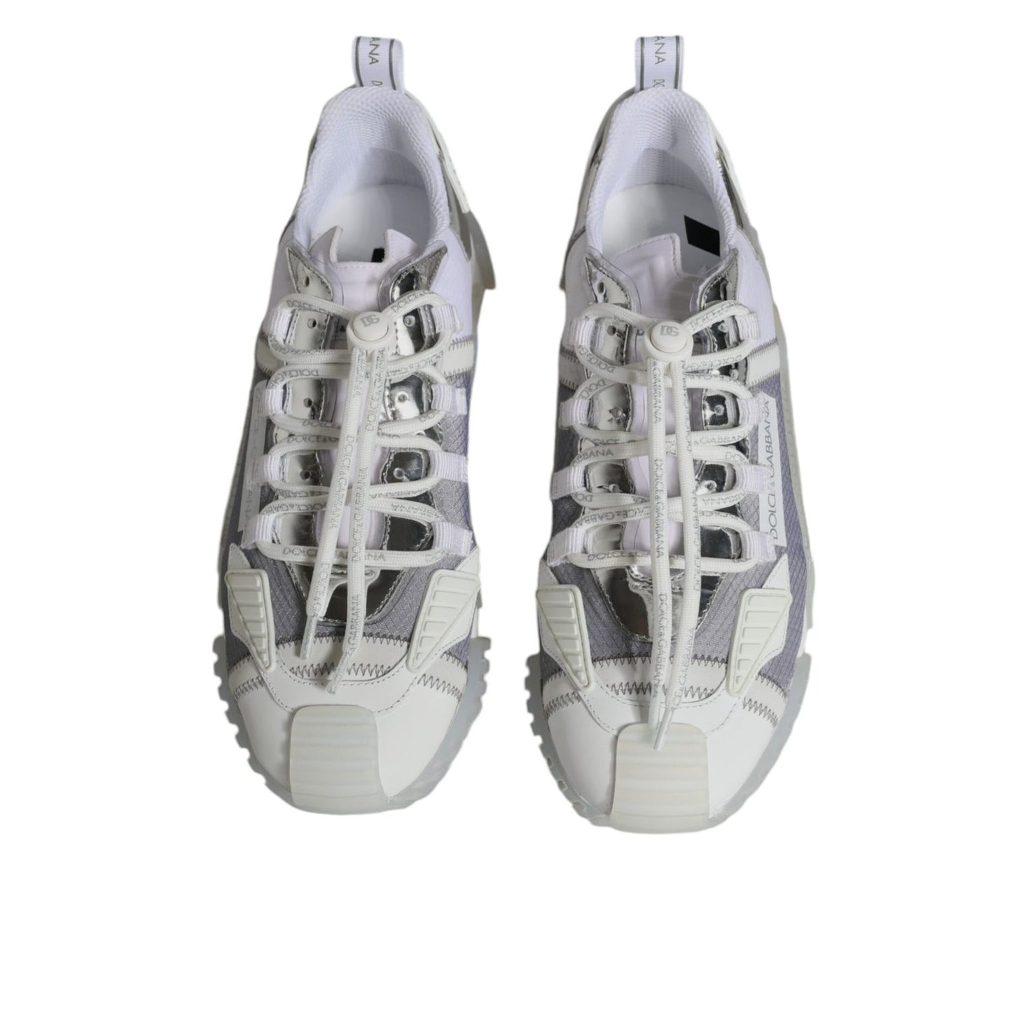 Dolce & Gabbana White Silver Low Top NS1 Sneakers Shoes