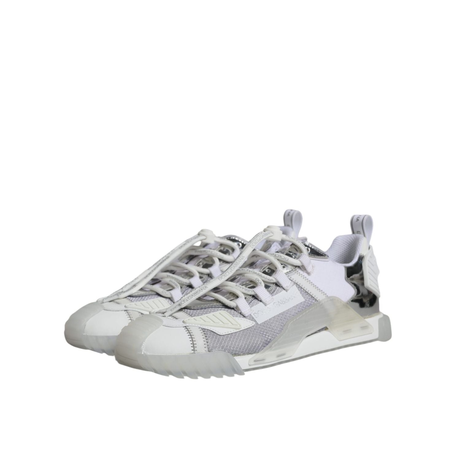 Dolce & Gabbana White Silver Low Top NS1 Sneakers Shoes