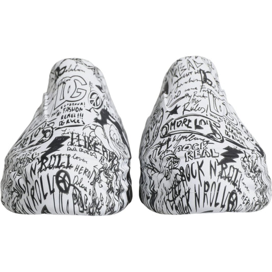 Dolce & Gabbana White Black Graffiti Daymaster Sneakers Shoes MV6242-44