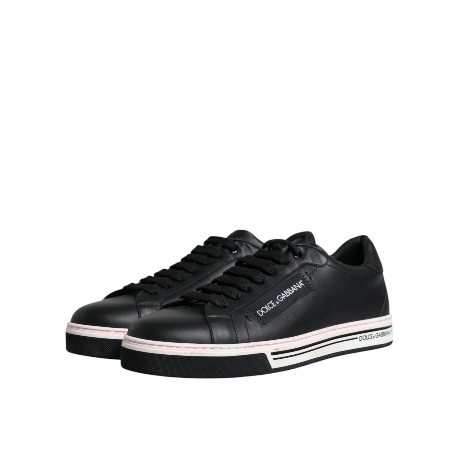 Dolce & Gabbana Black Leather Low Top Men Sneakers Shoes