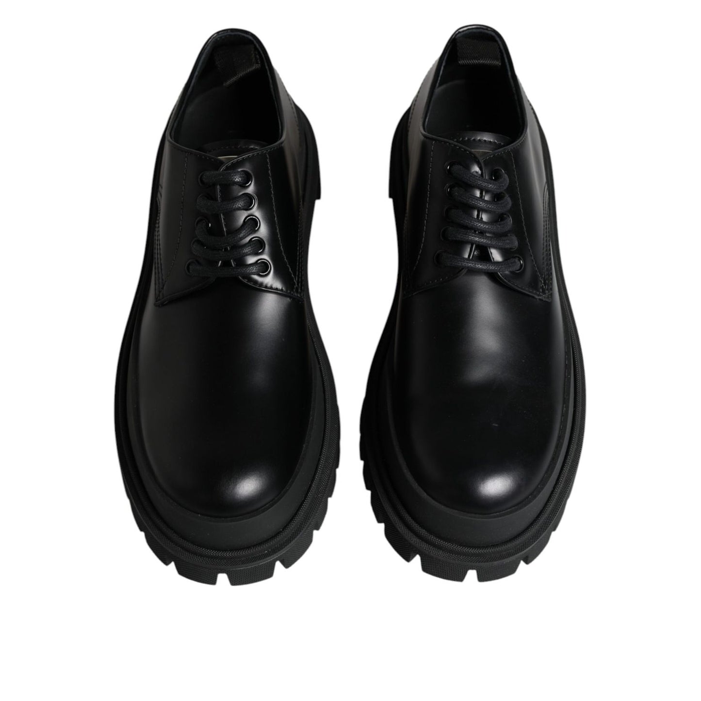 Dolce & Gabbana Black Leather Lace Up Trekking Dress Shoes