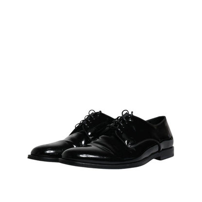 Dolce & Gabbana Black Leather Lace Up Men Derby Formal Shoes