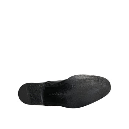 Dolce & Gabbana Black Leather Lace Up Men Derby Formal Shoes