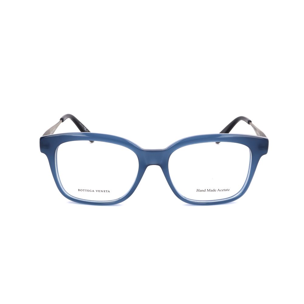 Bottega Veneta Bicolor Acetate Frames in blue and matte silver, women's glasses, size 51/17/140mm, featuring sleek design.