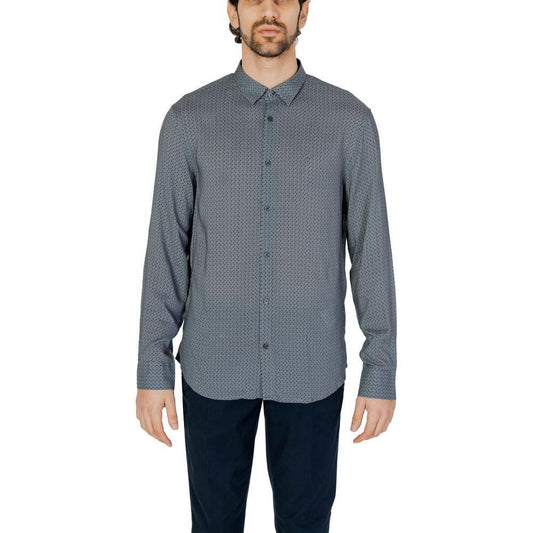 Armani Exchange Gray Viscose Shirt Armani Exchange Dim Gray