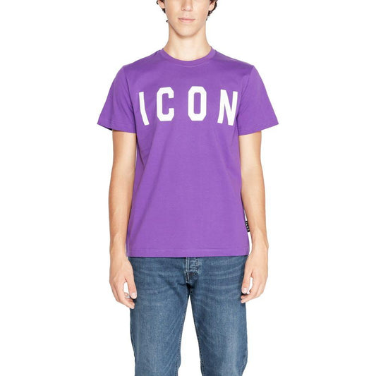 Icon purple cotton t-shirt with bold design, showcasing white 'ICON' print. Perfect for stylish, comfortable, and breathable wear.