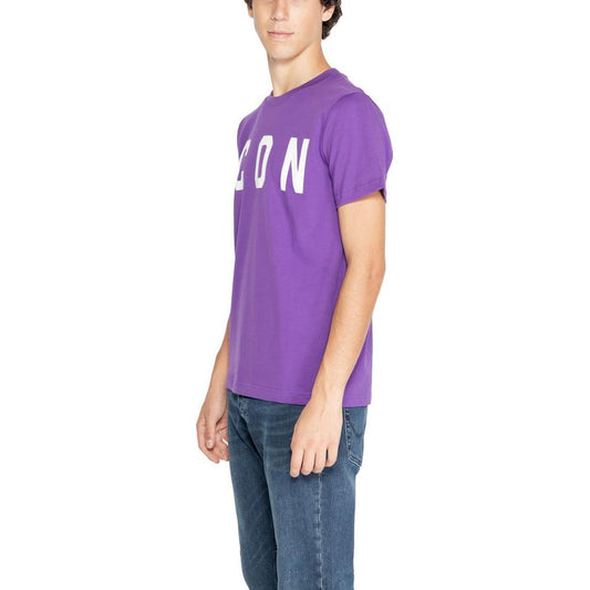 Icon Purple Cotton T-Shirt for men, featuring bold 'ICON' print, 100% cotton for comfort and breathability, perfect for stylish casual wear.