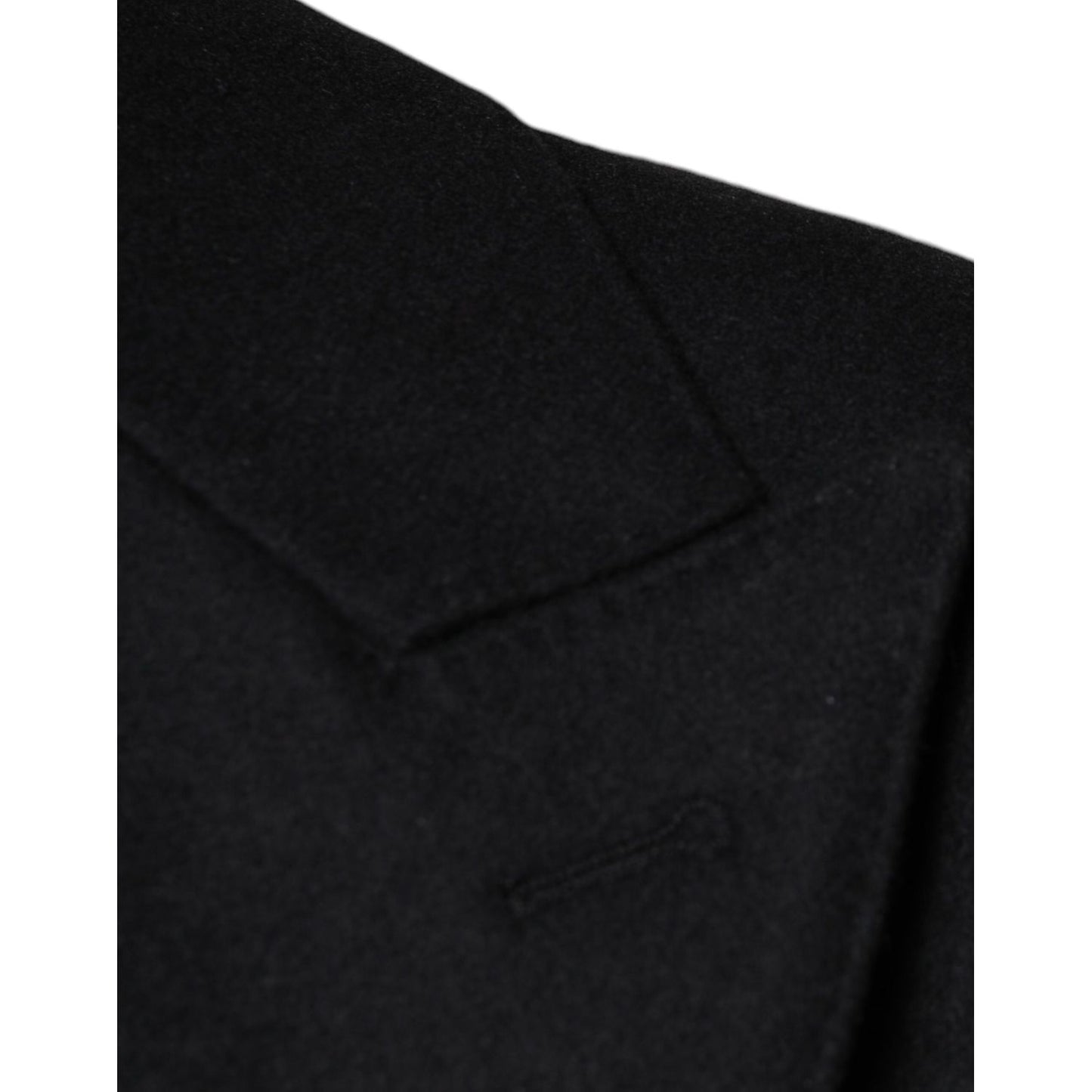 Dolce & Gabbana Black Wool Double Breasted Men Coat Jacket