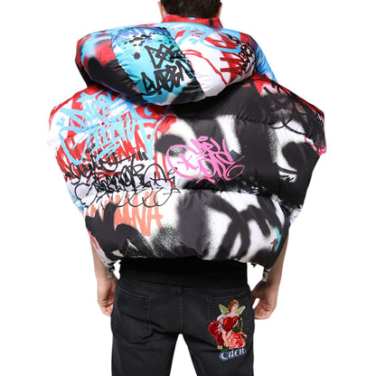 Dolce & Gabbana Multicolor Graffiti Hooded Windbreaker Jacket