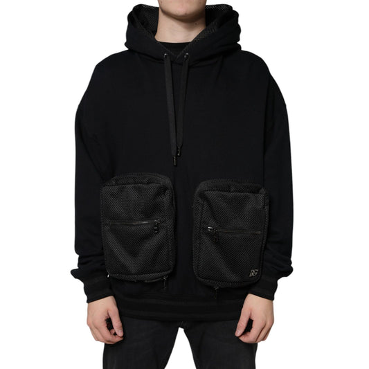 Dolce & Gabbana Black Hooded Pullover Men Sweatshirt Sweater