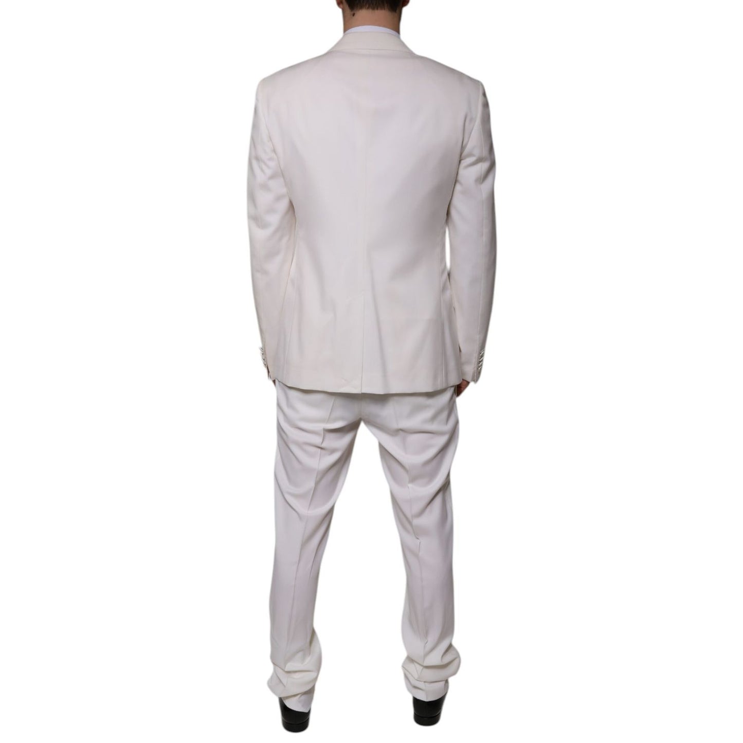 Dolce & Gabbana White Wool Silk 3 Piece SlimFit Formal Suit