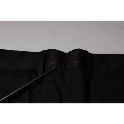 Dolce & Gabbana Black Cotton Stretch Skinny Men Dress Pants