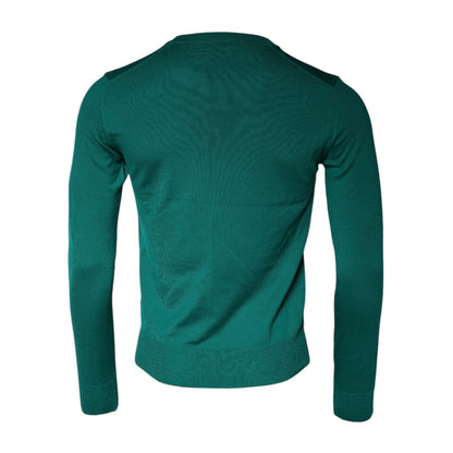 Dolce & Gabbana Green Wool Knit Crew Neck Pullover Sweater