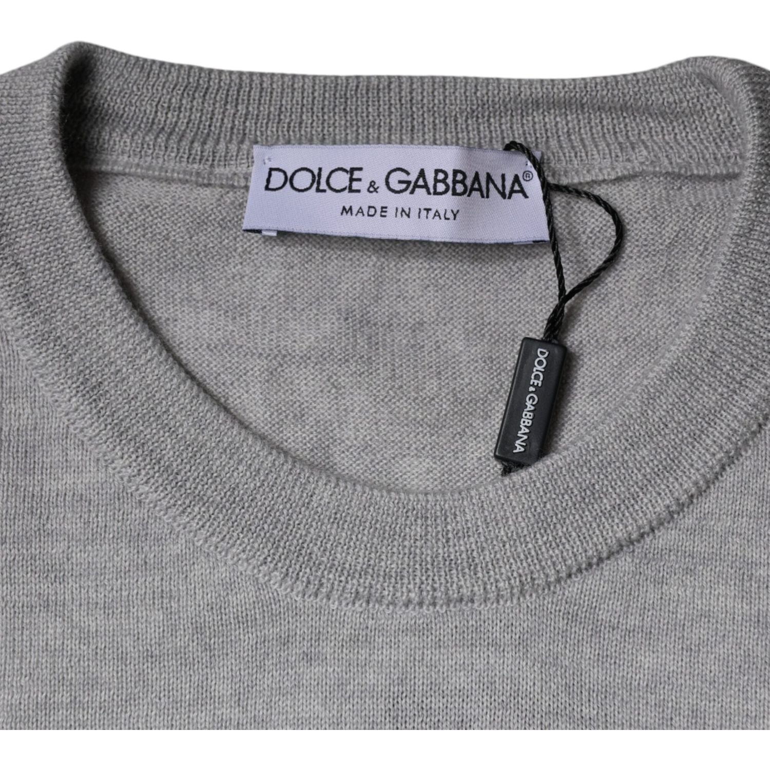 Dolce & Gabbana Light Gray Wool Crew Neck Pullover Sweater