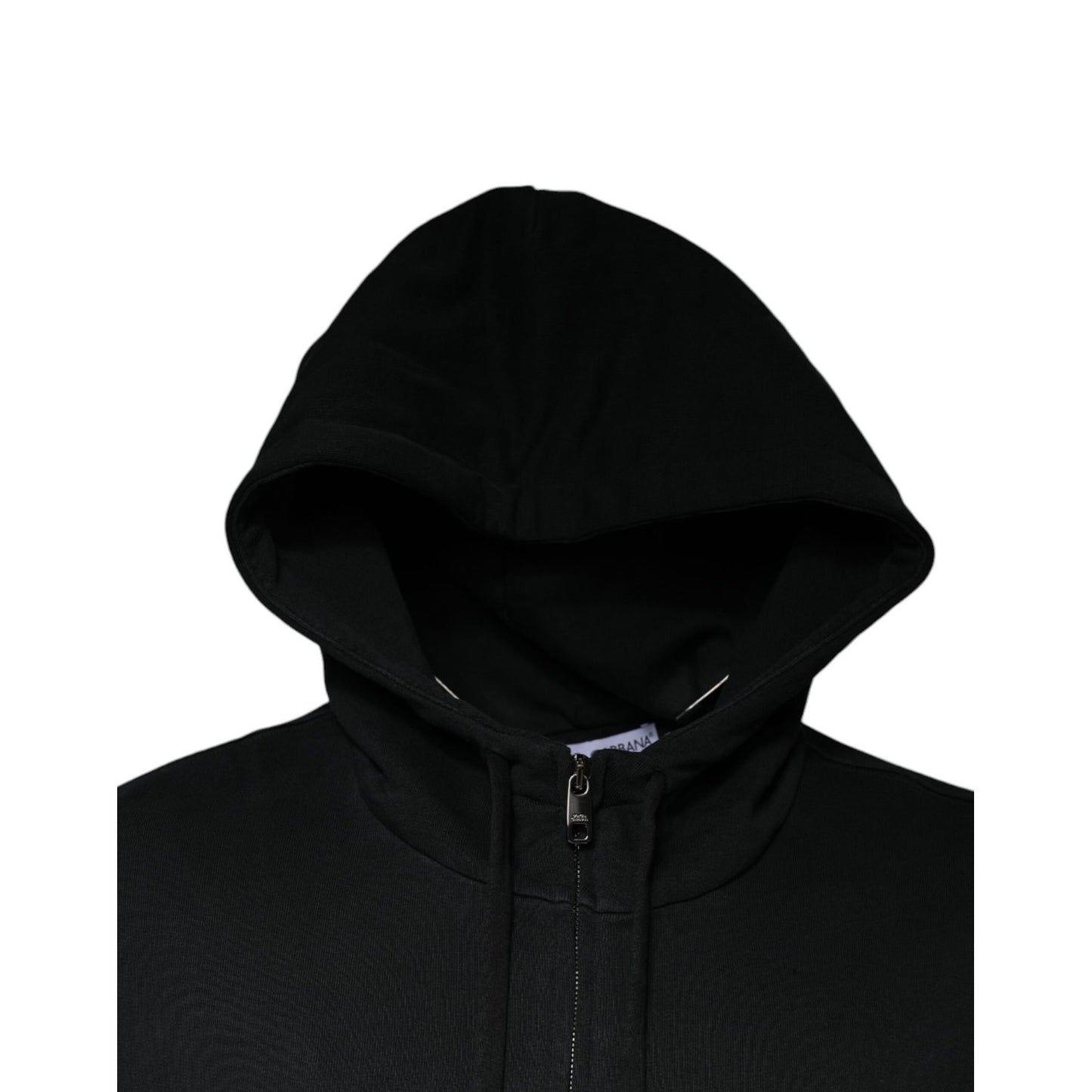Dolce & Gabbana Black Logo Plaque Hooded Full Zip Sweater
