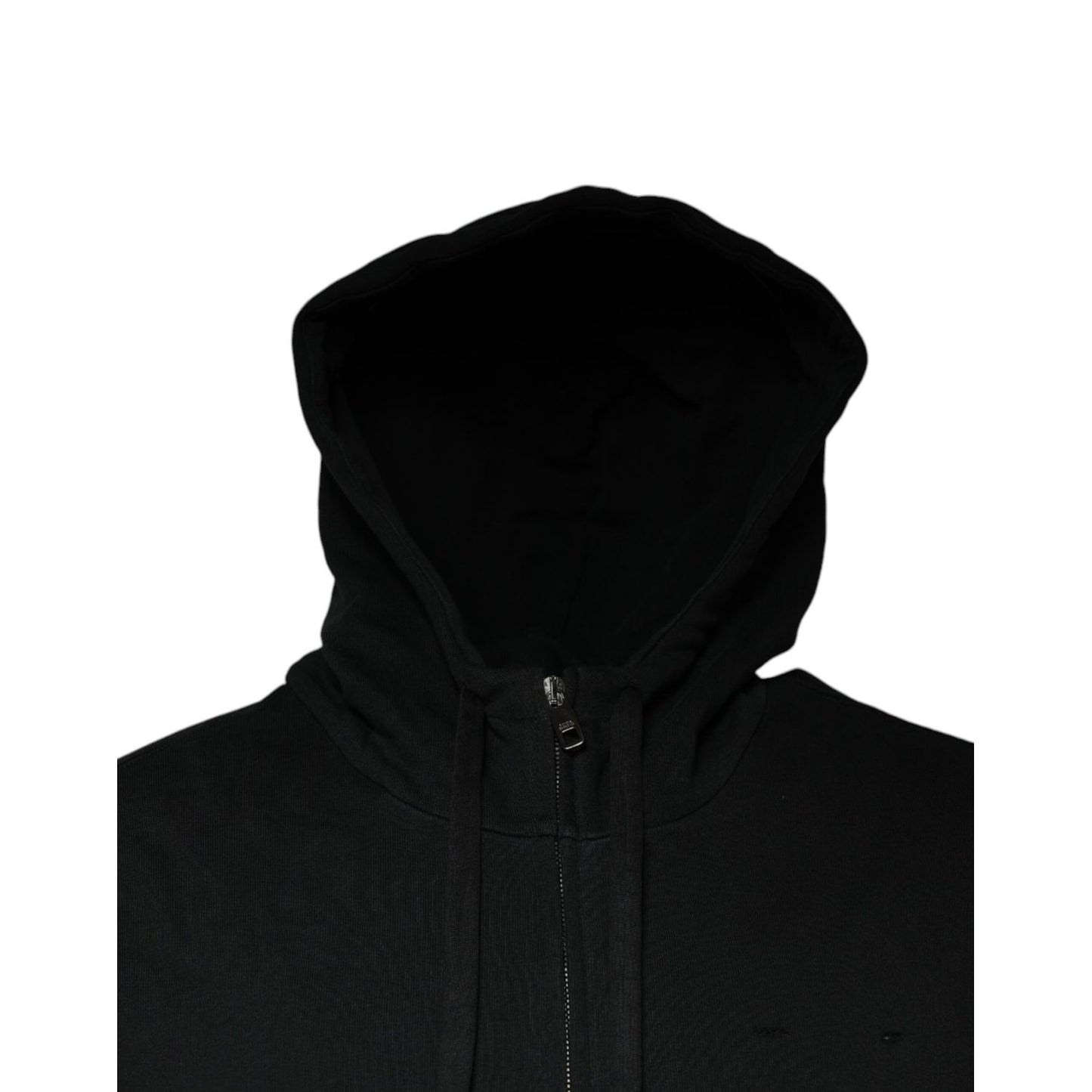 Dolce & Gabbana Black Logo Plaque Hooded Full Zip Sweater