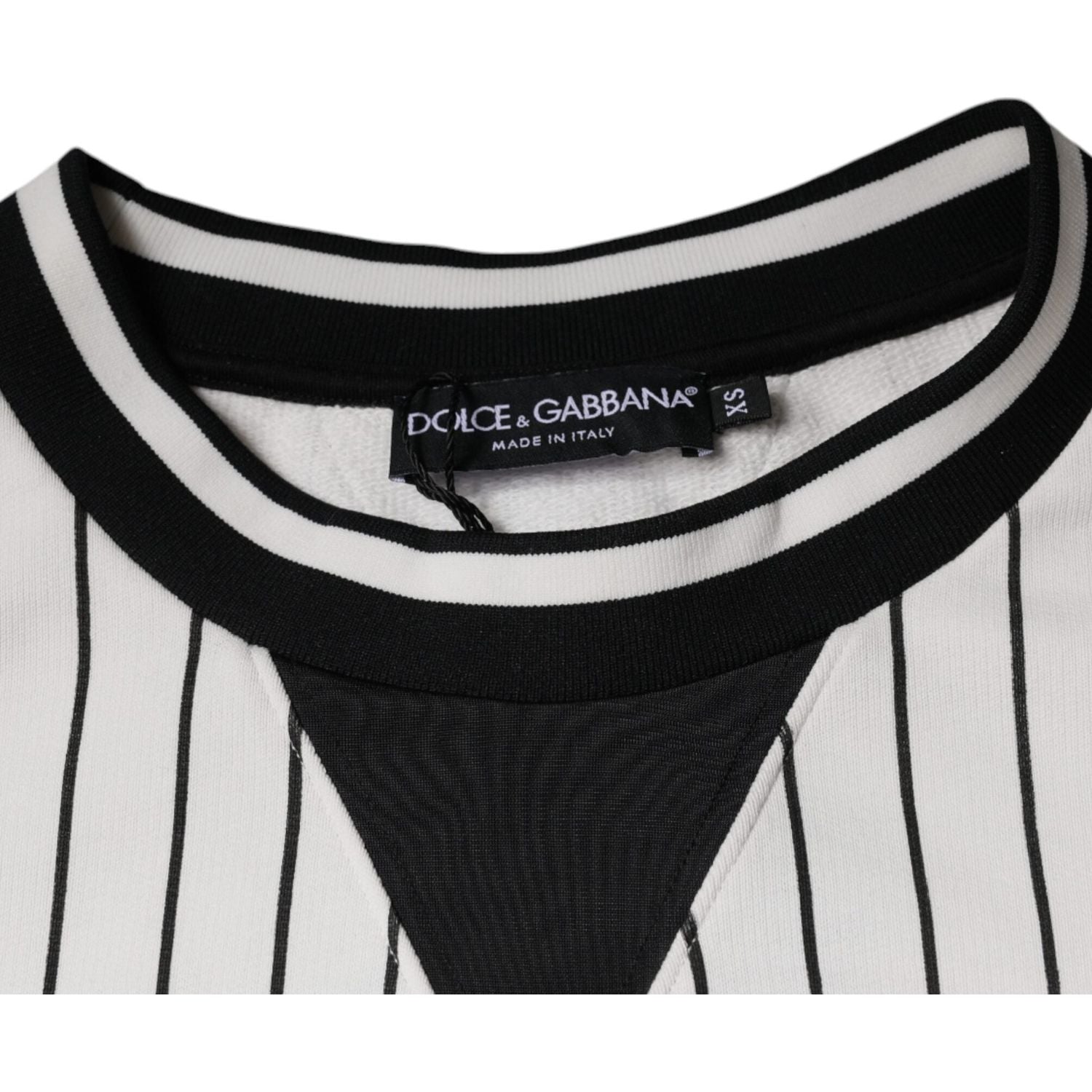 Dolce & Gabbana Black White Stripes Logo Sweatshirt Sweater