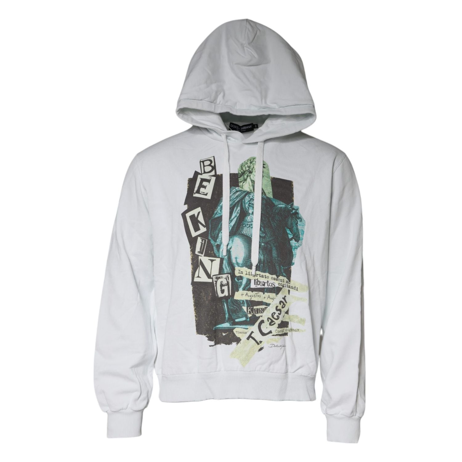 Dolce & Gabbana White Caesar Cotton Hooded Pullover Sweater