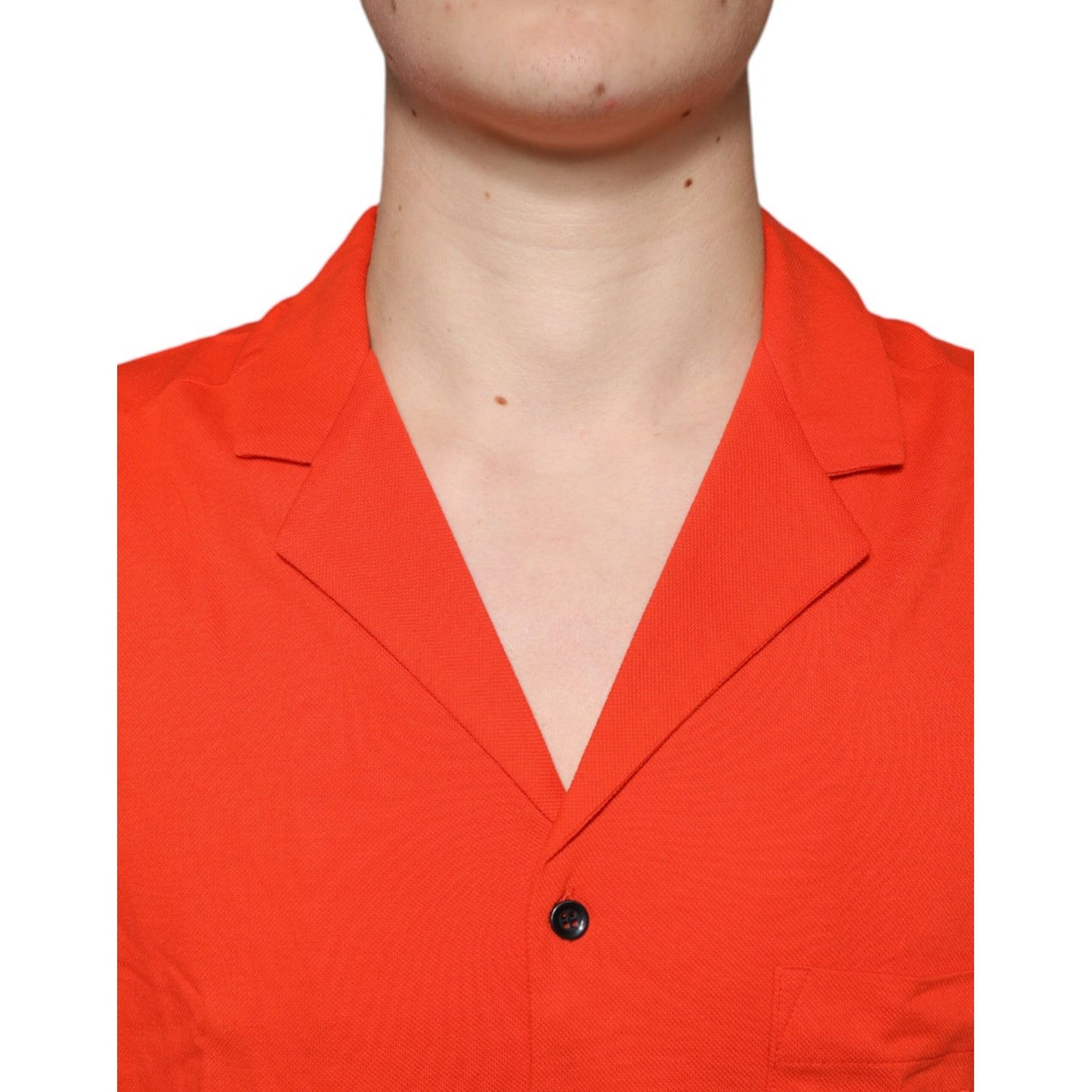 Dolce & Gabbana Orange Cotton Button Down Casual Polo Shirt