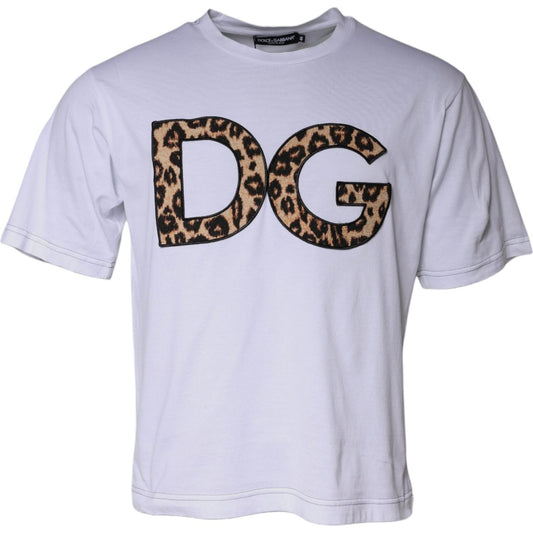 Dolce & Gabbana White DG Logo Cotton Shorts Sleeves T-shirt TSH84853-52