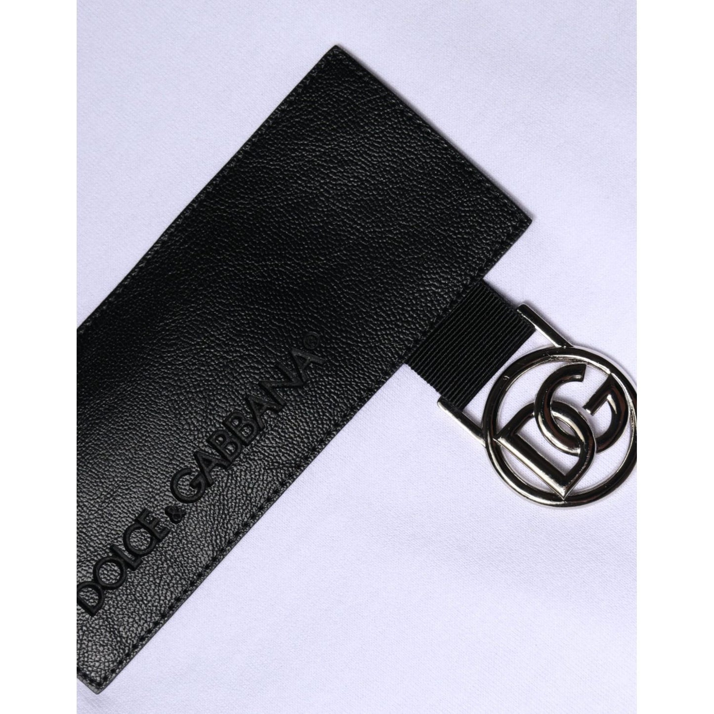 Dolce & Gabbana White Logo Patch Cotton Crew Neck T-shirt