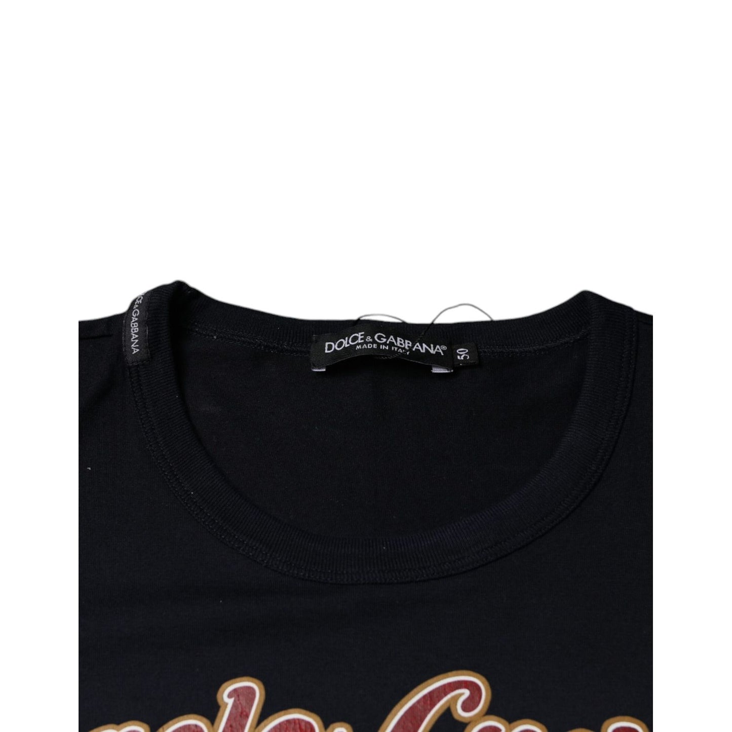 Dolce & Gabbana Black Graphic Print Cotton Crew Neck T-shirt
