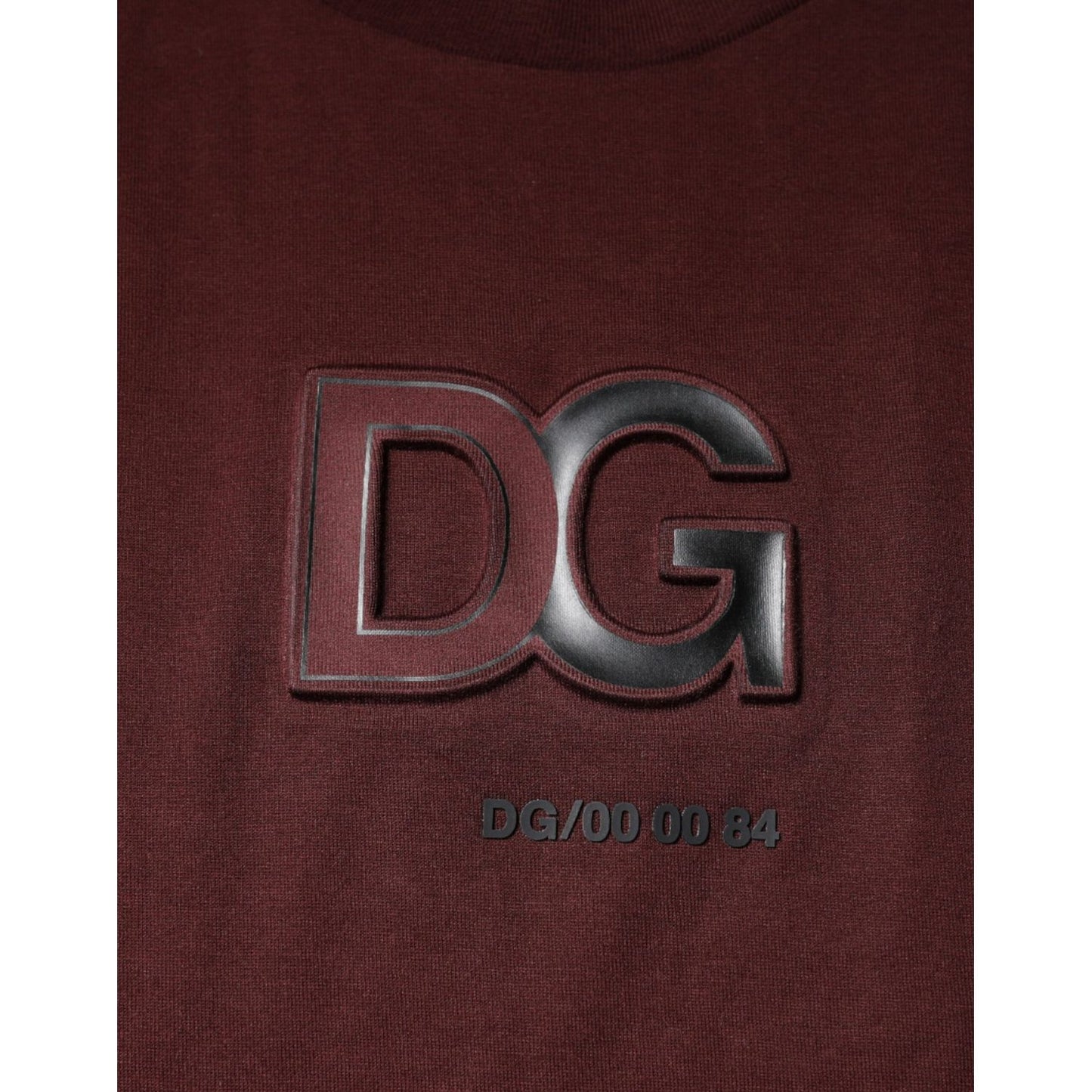 Dolce & Gabbana Maroon DG Logo Cotton Crew Neck T-shirt