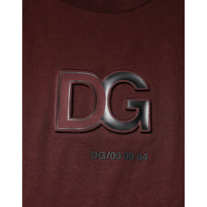 Dolce & Gabbana Maroon DG Logo Cotton Crew Neck T-shirt