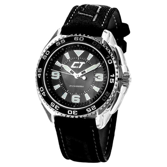 Chronotech Black Leather Sport Watch