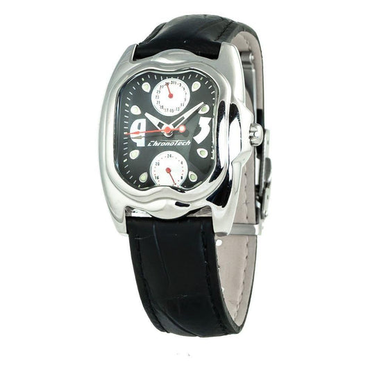 Chronotech Black Leather Dress Watch