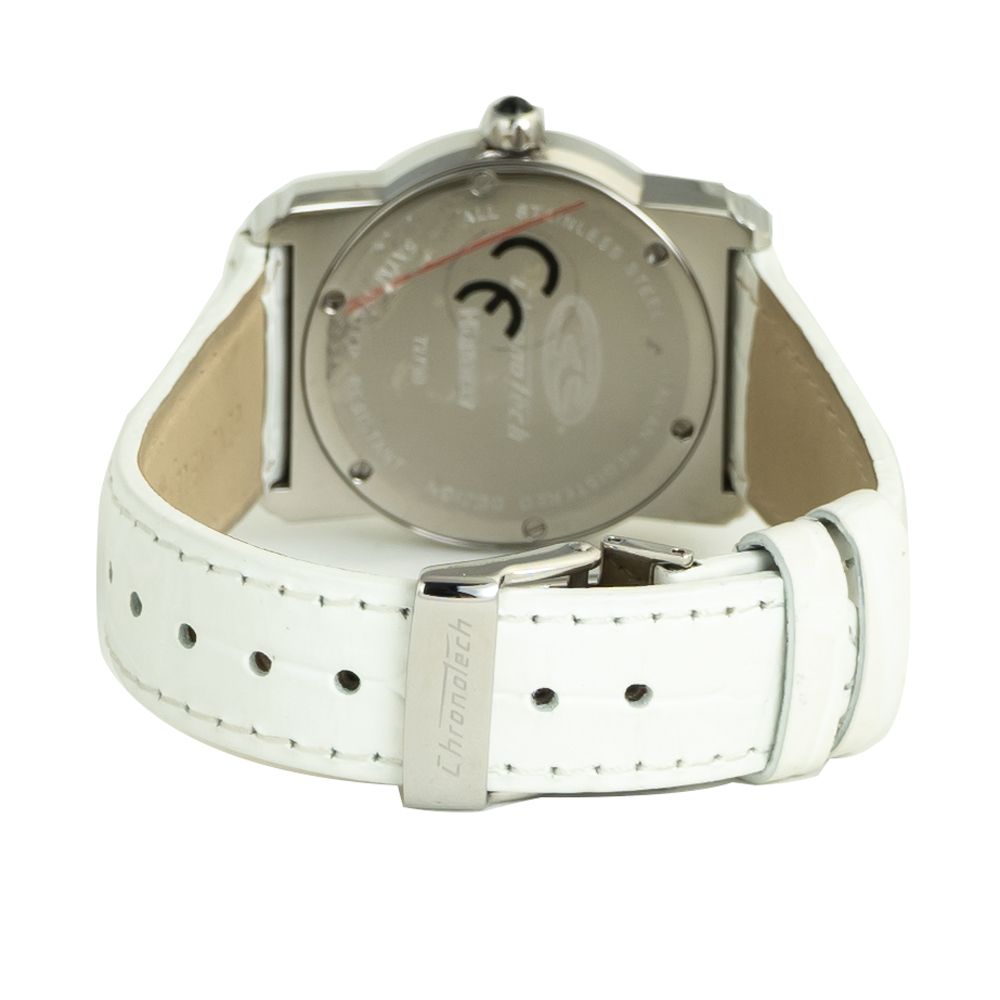 Chronotech White Leather Dress Watch