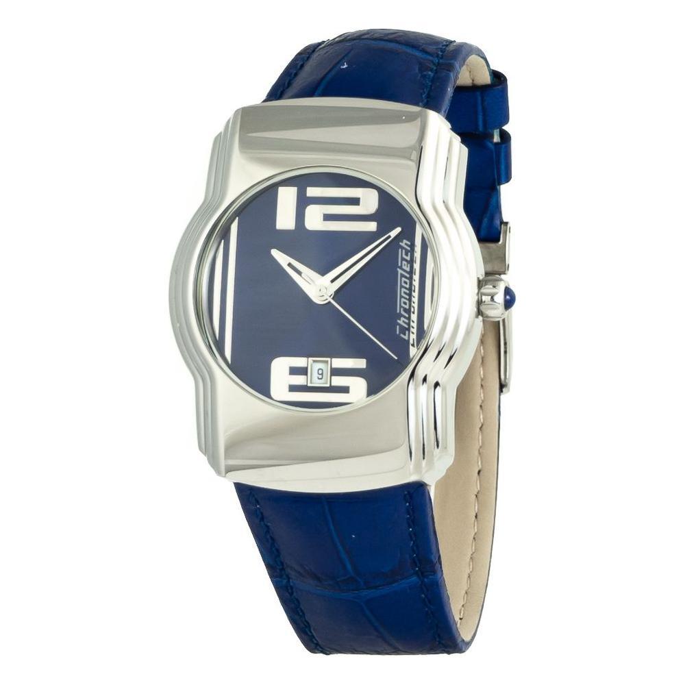 Chronotech Blue Leather Dress Watch
