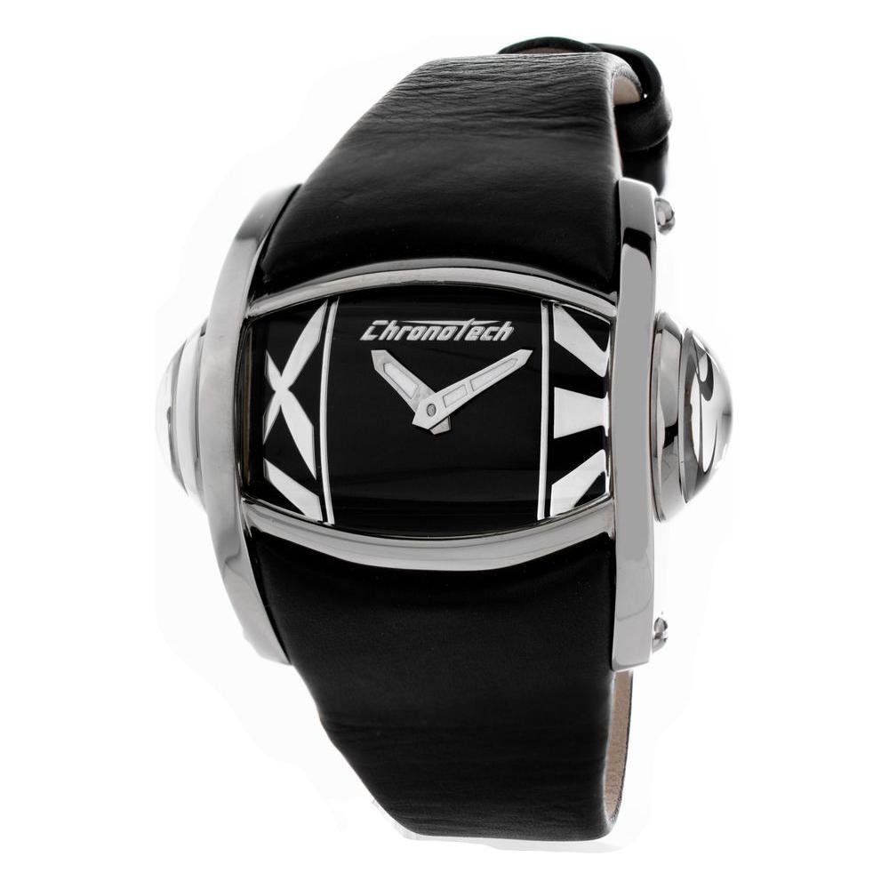 Chronotech Black Leather Dress Watch