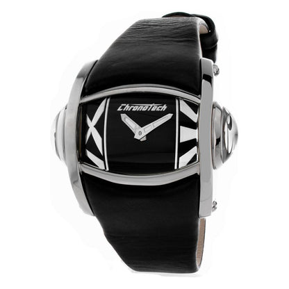 Chronotech Black Leather Watch