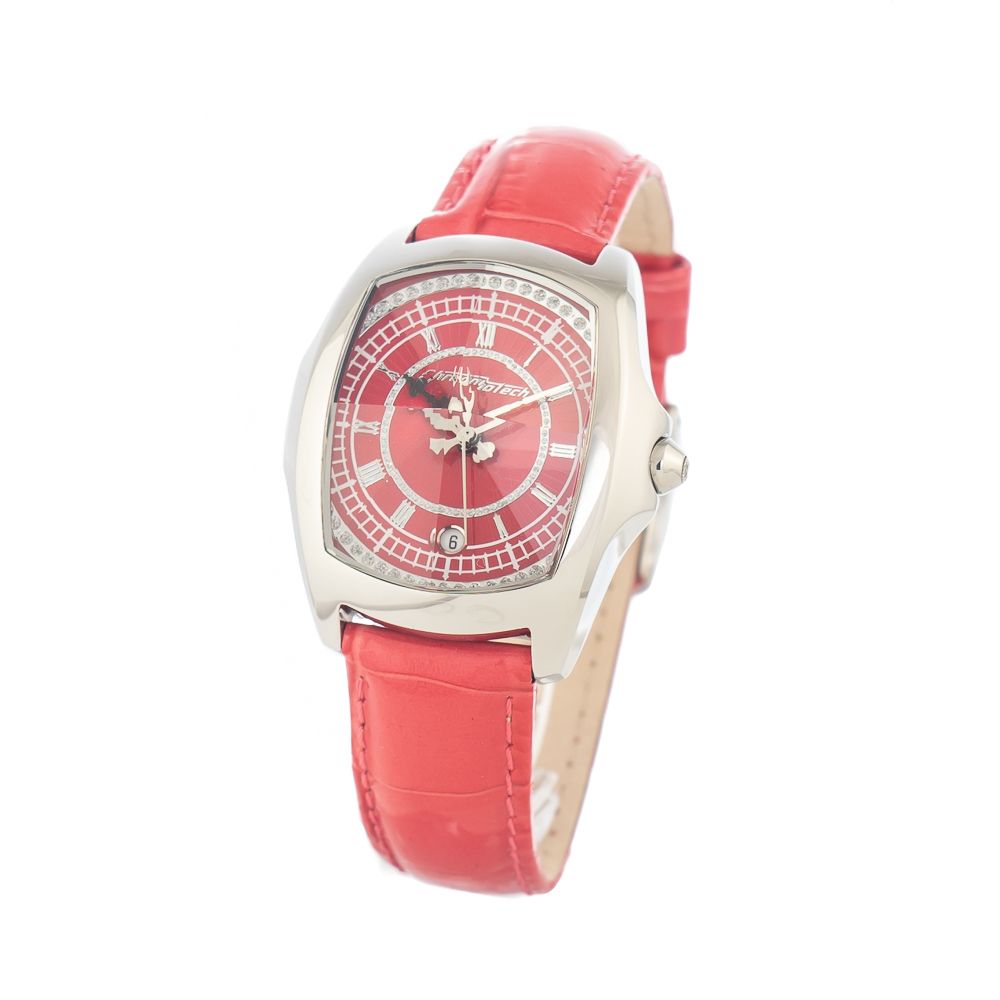 Chronotech Red Leather Dress Watch