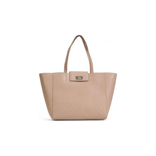 Calvin Klein beige recycled polyester handbag for women, fall/winter collection, eco-friendly fashion accessory.