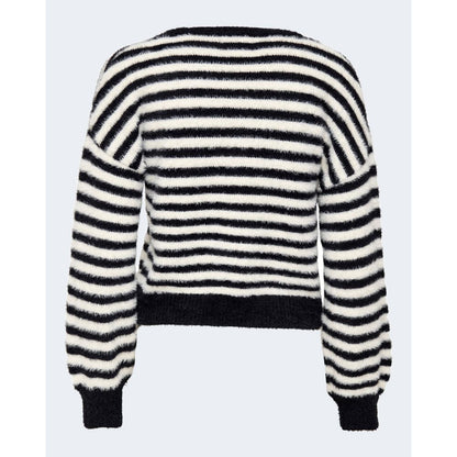 Only Black And White Marabou Sweatshirt with striped pattern, perfect for casual wear, made from a nylon and acrylic blend for comfort.