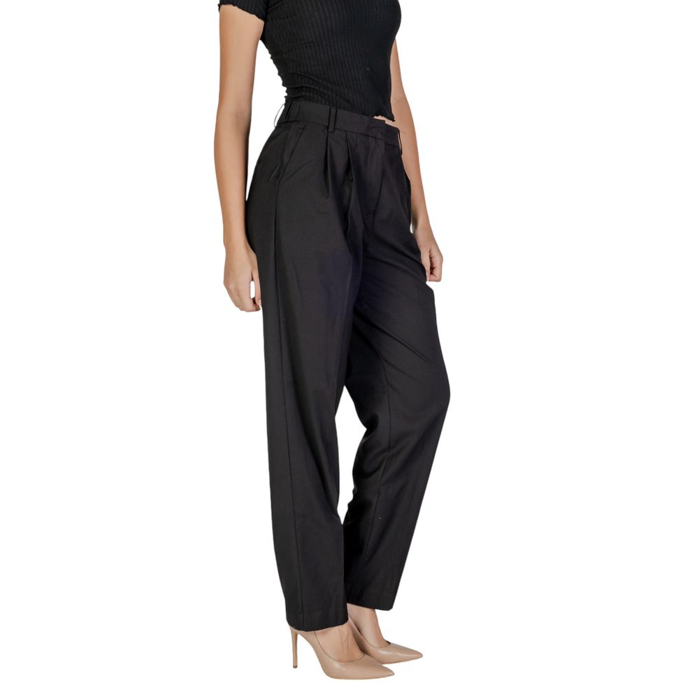 Vila Clothes Black Polyester Casual Pants
