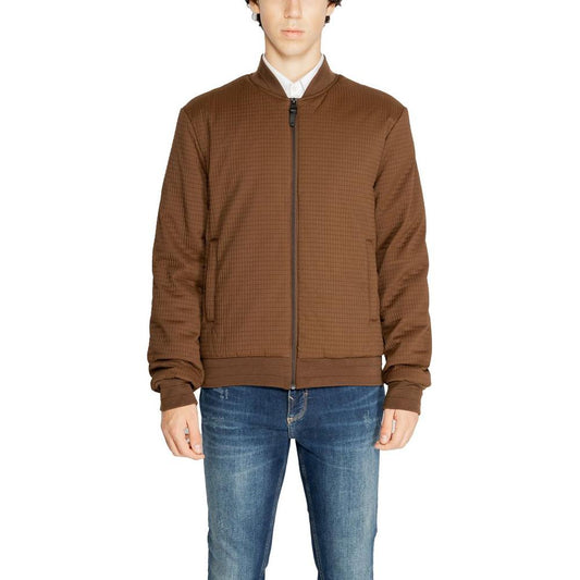Antony Morato brown polyester jacket for men, fall/winter collection, modeled front view.