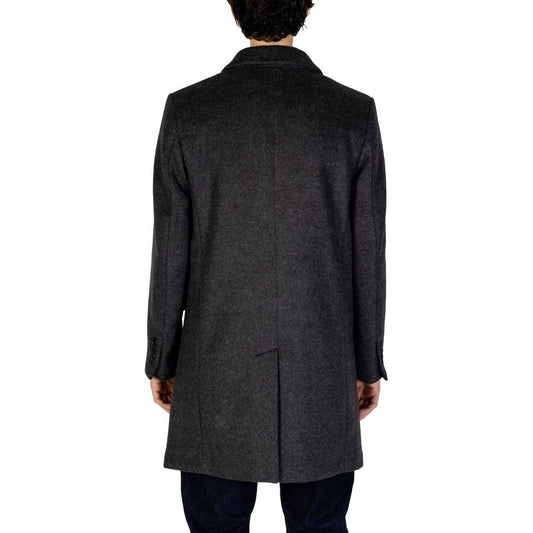 Back view of Antony Morato gray polyester jacket, men's fall/winter collection, 86% polyester, 14% viscose, stylish and warm outerwear.