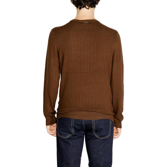 Back view of men's brown Antony Morato viscose sweater from fall/winter collection, showcasing knitwear detail.